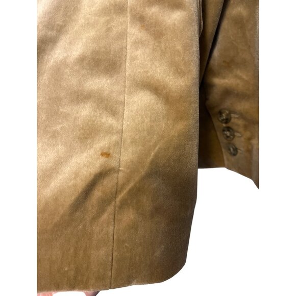 Sisley Mens Camel Velvet Blazer With Camouflage Lining 2-Button Closure Size 44 - Picture 4 of 9